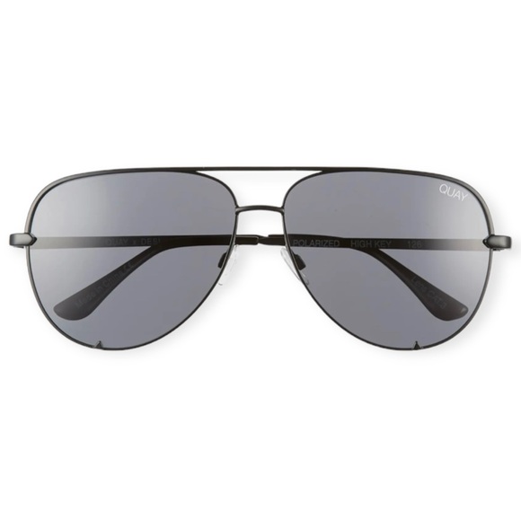 QUAY High Key Sunglasses Black Frame Black Smoke Lens Unisex Aviators NWT - Picture 8 of 12